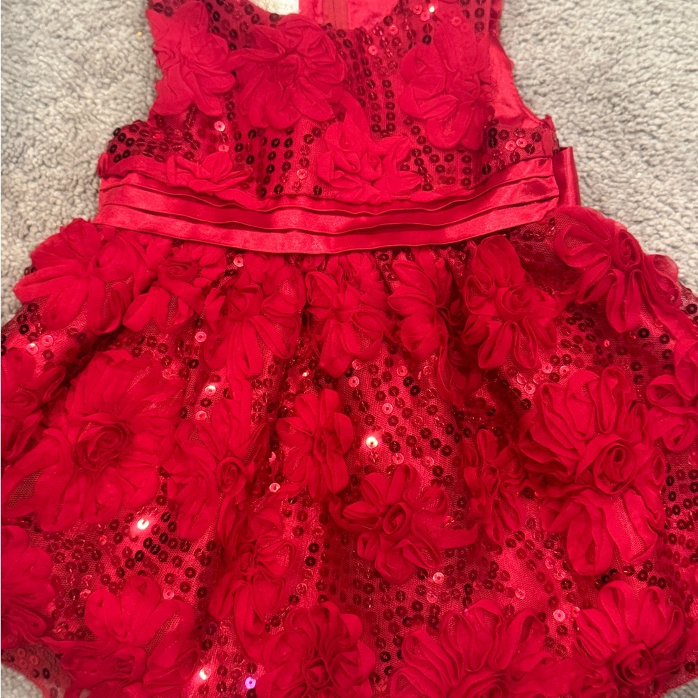 Elegant Red Floral Kids Dress